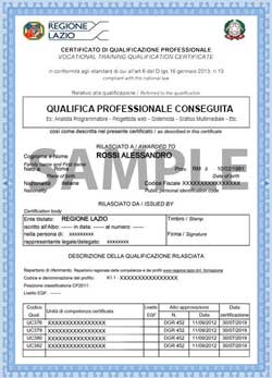 diploma di qualifica professionale regione Lazio